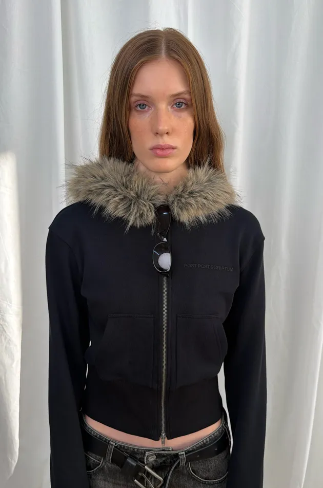 Хлопковое zip худи FUR OUTLINE