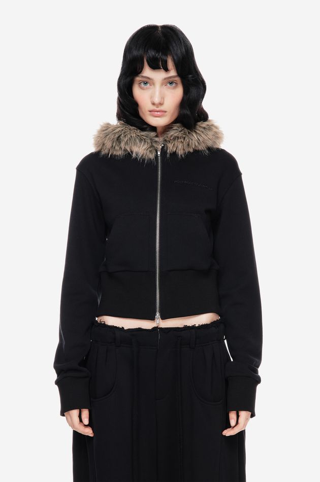 Хлопковое zip худи FUR OUTLINE