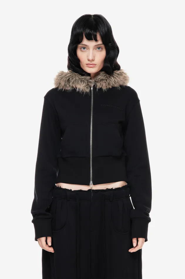 Хлопковое zip худи FUR OUTLINE