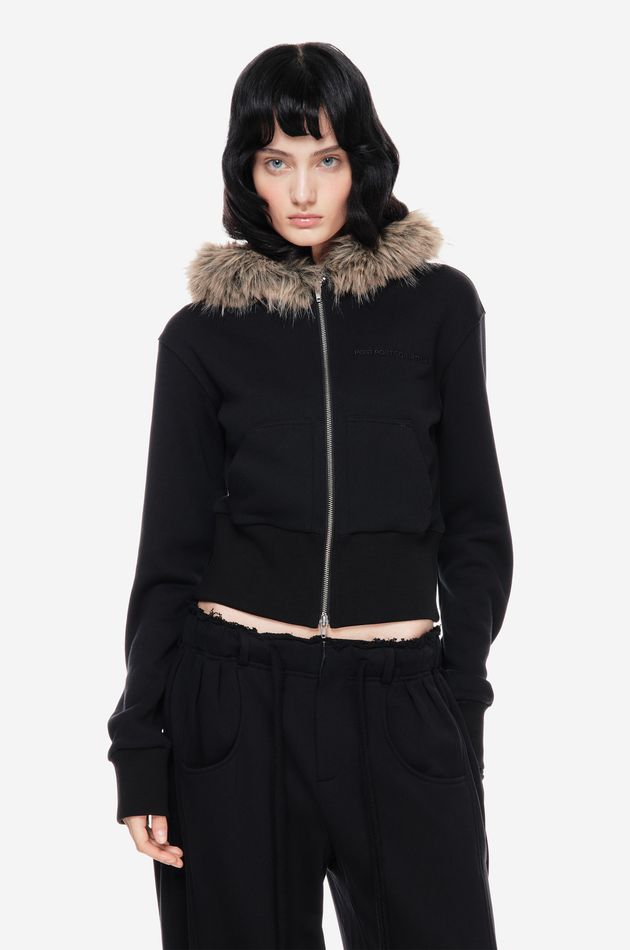 Хлопковое zip худи FUR OUTLINE