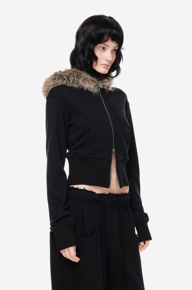 Хлопковое zip худи FUR OUTLINE