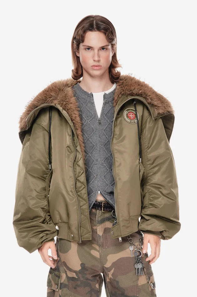 Оверсайз бомбер с меховой отделкой FUR UNIT