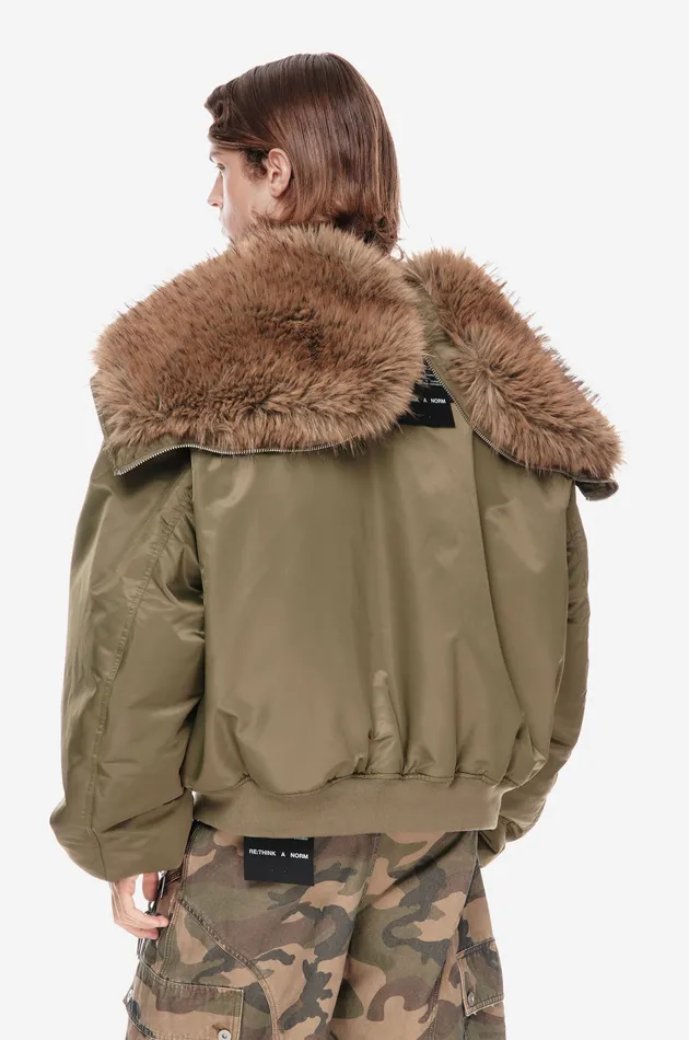 Оверсайз бомбер с меховой отделкой FUR UNIT